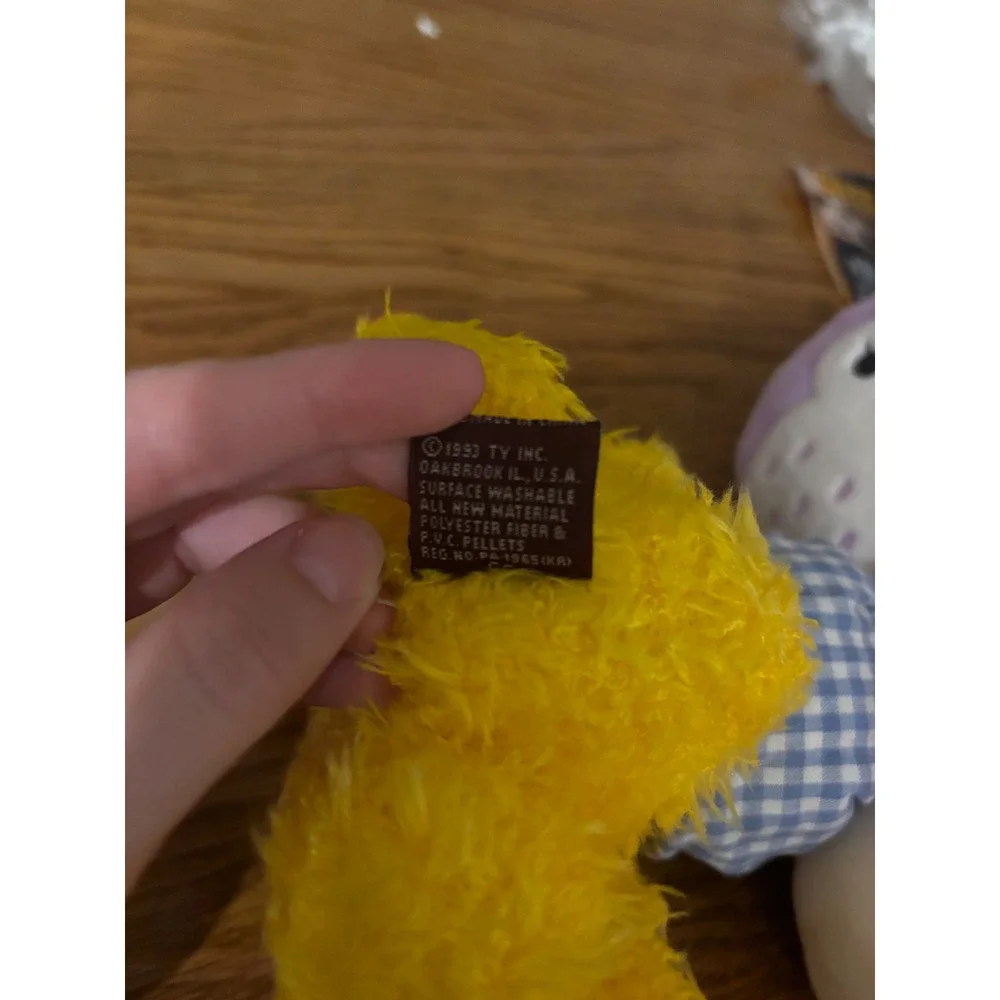 1993 Ty Collectibles Bonnie Duck Plush Yellow Gingham Bonnet Moving limbsVintage
